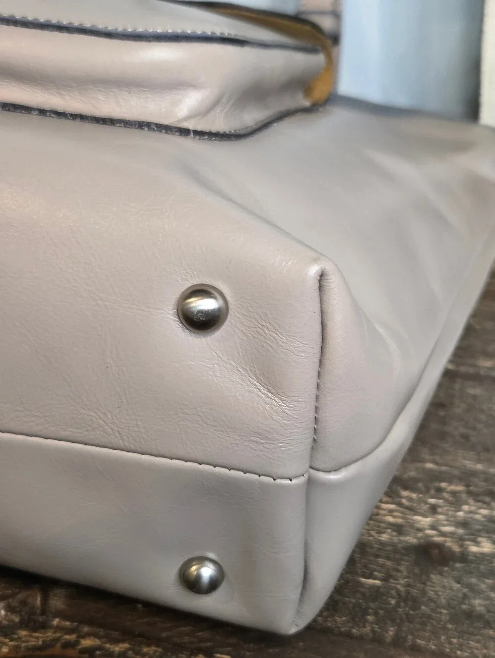 Patricia Nash Madison Leather Tote Bag Gray Stone